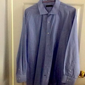 Long sleeve blue pinstripe dress shirt